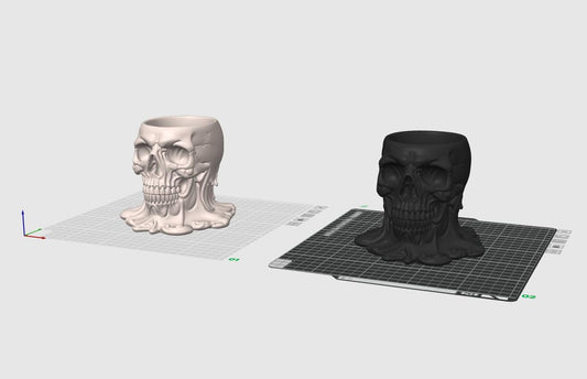 Skull Pen Holder STL – Melted Skull Desk Organizer 3D Print File – Gothic Skull Pencil Holder Model