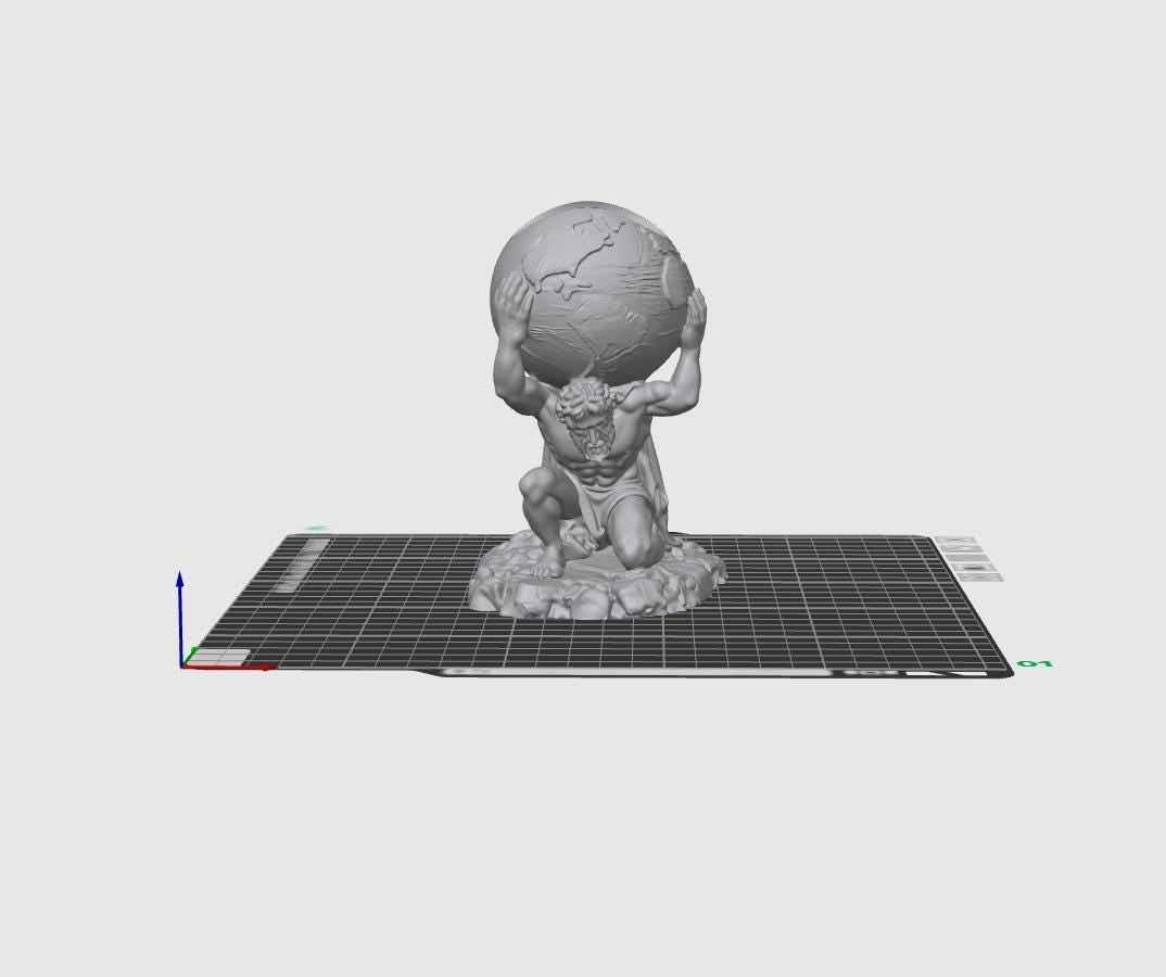 Atlas Stifthalter STL – Griechischer Titan hält die Erde 3D-Druckdatei, Mythologie Schreibtisch-Organizer, Statuen-Bleistifthalter, Sofort-Download