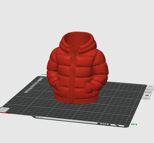 Puffer Jacket Pen Holder STL – Stylish Hoodie Desk Organizer 3D Print File – Fashion Coat Pencil Holder Model