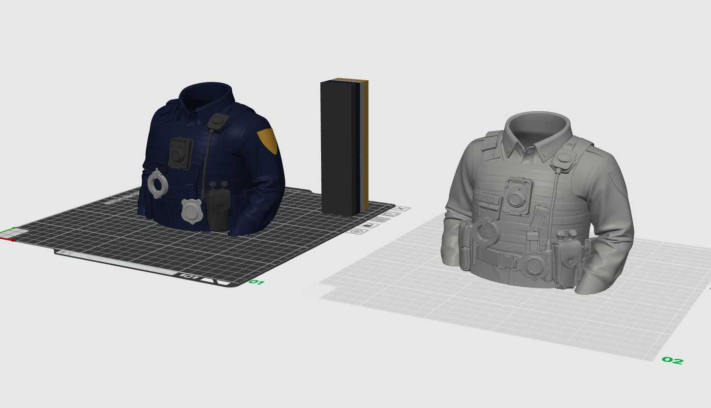 Polizeiuniform Stifthalter STL-Datei – Taktischer Schreibtisch-Organizer 3D-Druckmodell – Bürodekoration für die Strafverfolgung – Kopfloser Torso Bleistifthalter
