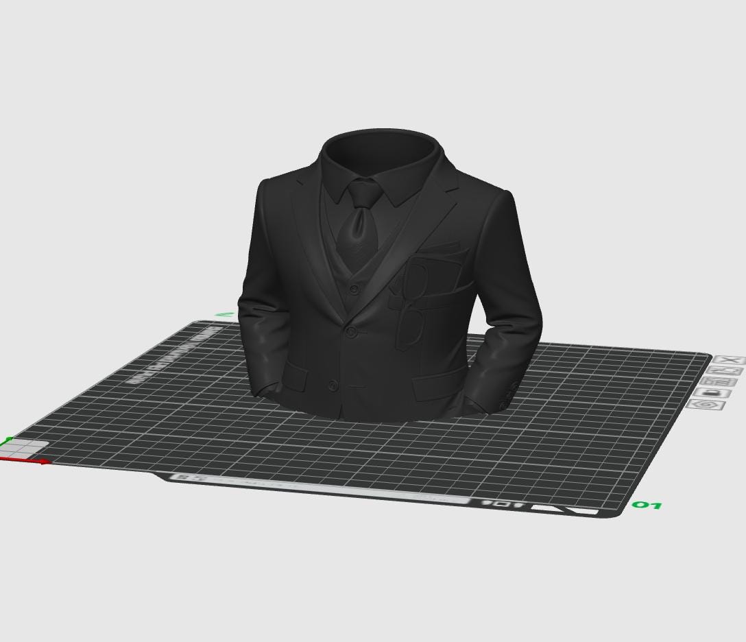 Suit Pen Holder STL – Elegant Gentleman Desk Organizer 3D Print File, Stylish Office Decor Pencil Holder Model