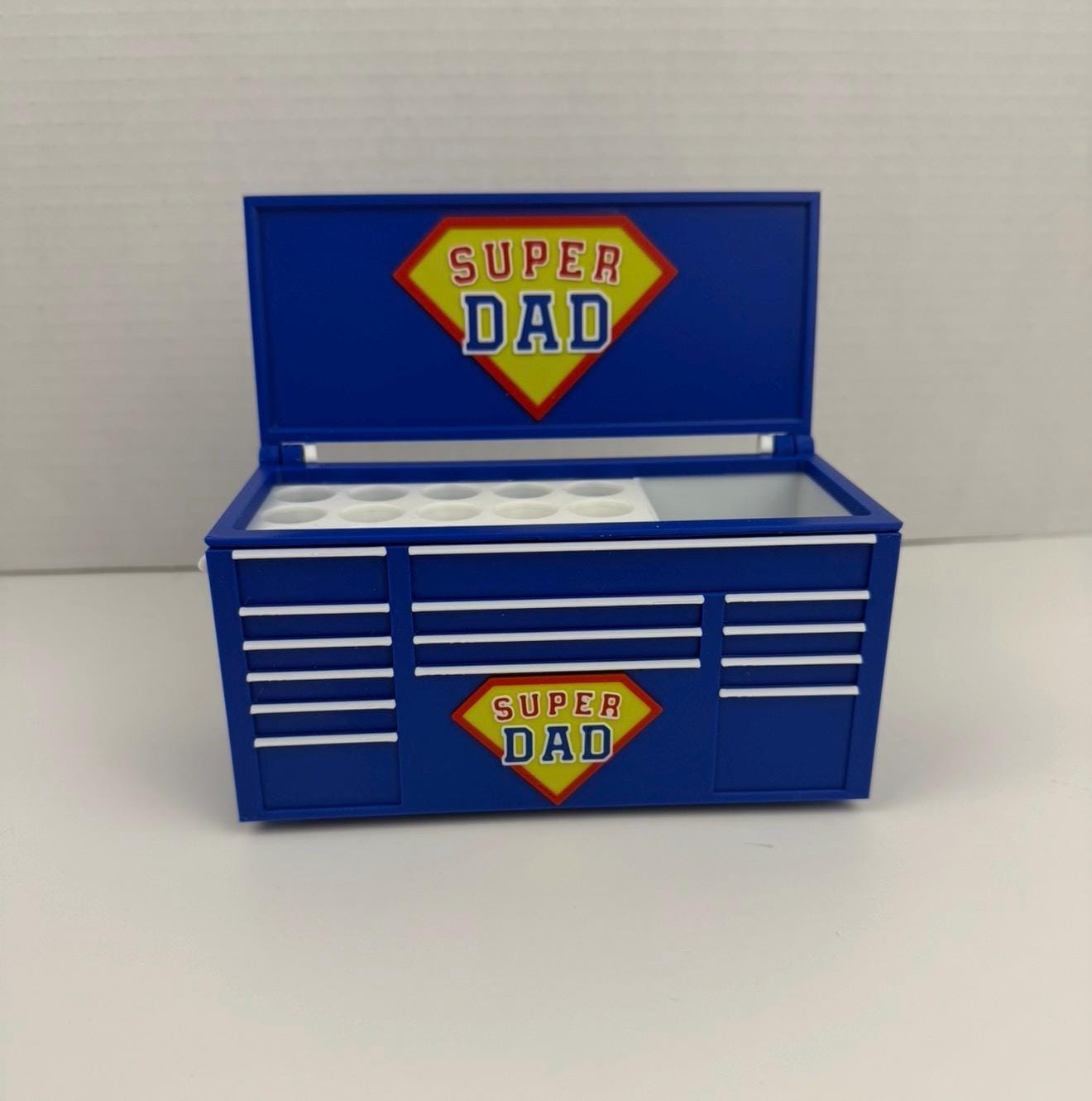 Super Dad Pen Holder Toolbox – Gift for Dad, Father's Day Gift, Desk Organizer for Dad, Tool Box Pencil Holder, Dad Office Decor