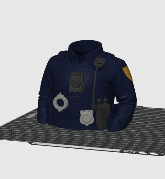 Police Uniform Pen Holder STL File – Tactical Desk Organizer 3D Print Model – Law Enforcement Office Decor – Headless Torso Pencil Holder