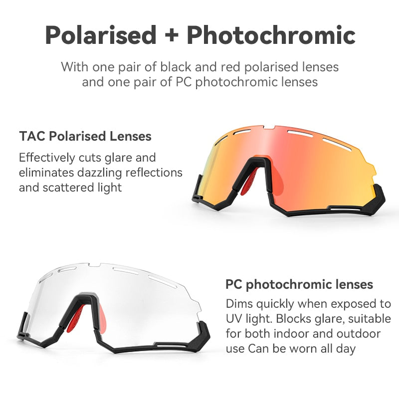 Polarized Cycling Glasses 2 Lens Photochromic Glasses Bike Glass - WaeW