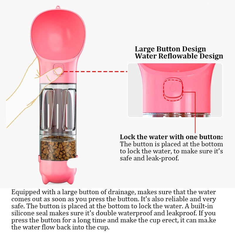 Portable Dog Water Bottle and Food Feeder - WaeW