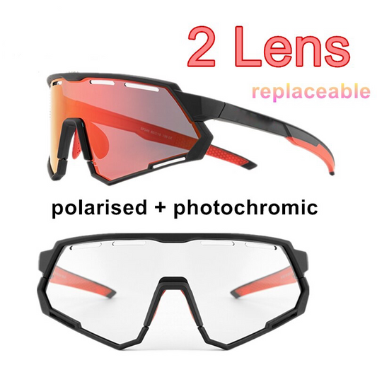 Polarized Cycling Glasses 2 Lens Photochromic Glasses Bike Glass - WaeW
