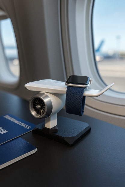 Apple Watch Stand Charger Dock | Airplane Jet Engine Wing Design | Aviation Gift for Pilots, Travelers & Apple Watch Users
