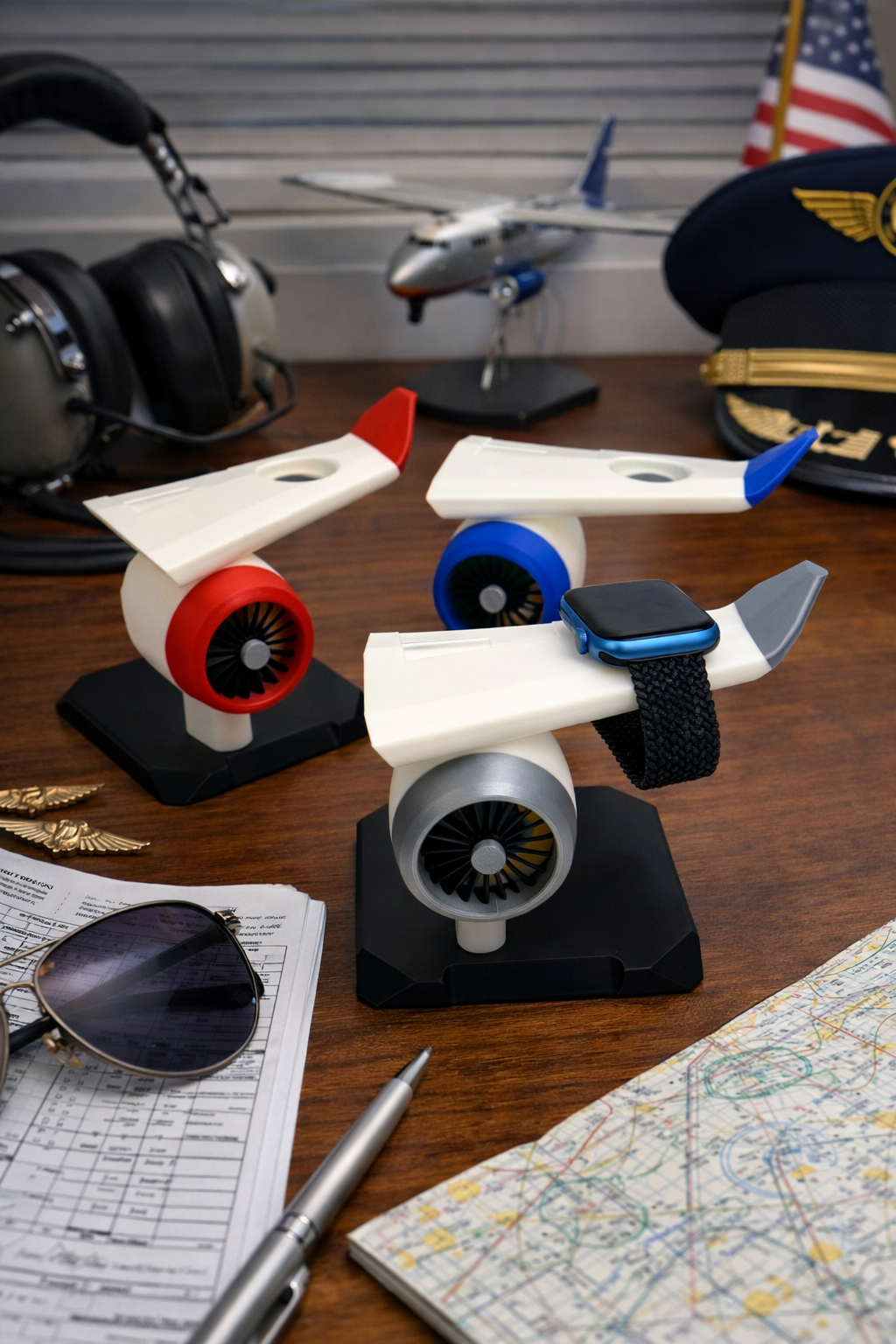 Apple Watch Stand Charger Dock | Airplane Jet Engine Wing Design | Aviation Gift for Pilots, Travelers & Apple Watch Users