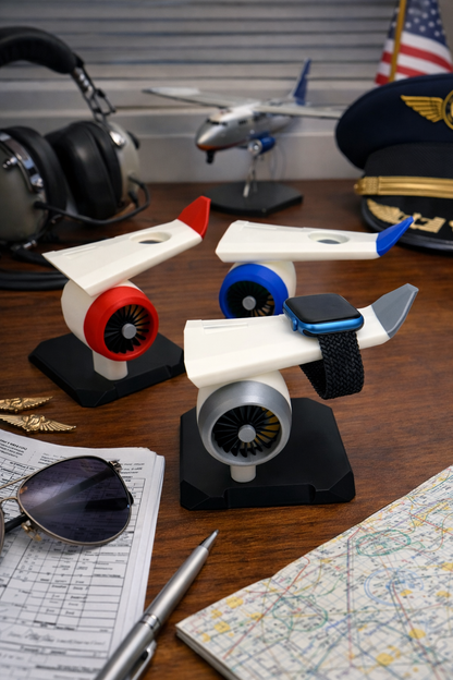 Apple Watch Stand Charger Dock | Airplane Jet Engine Wing Design | Aviation Gift for Pilots, Travelers & Apple Watch Users