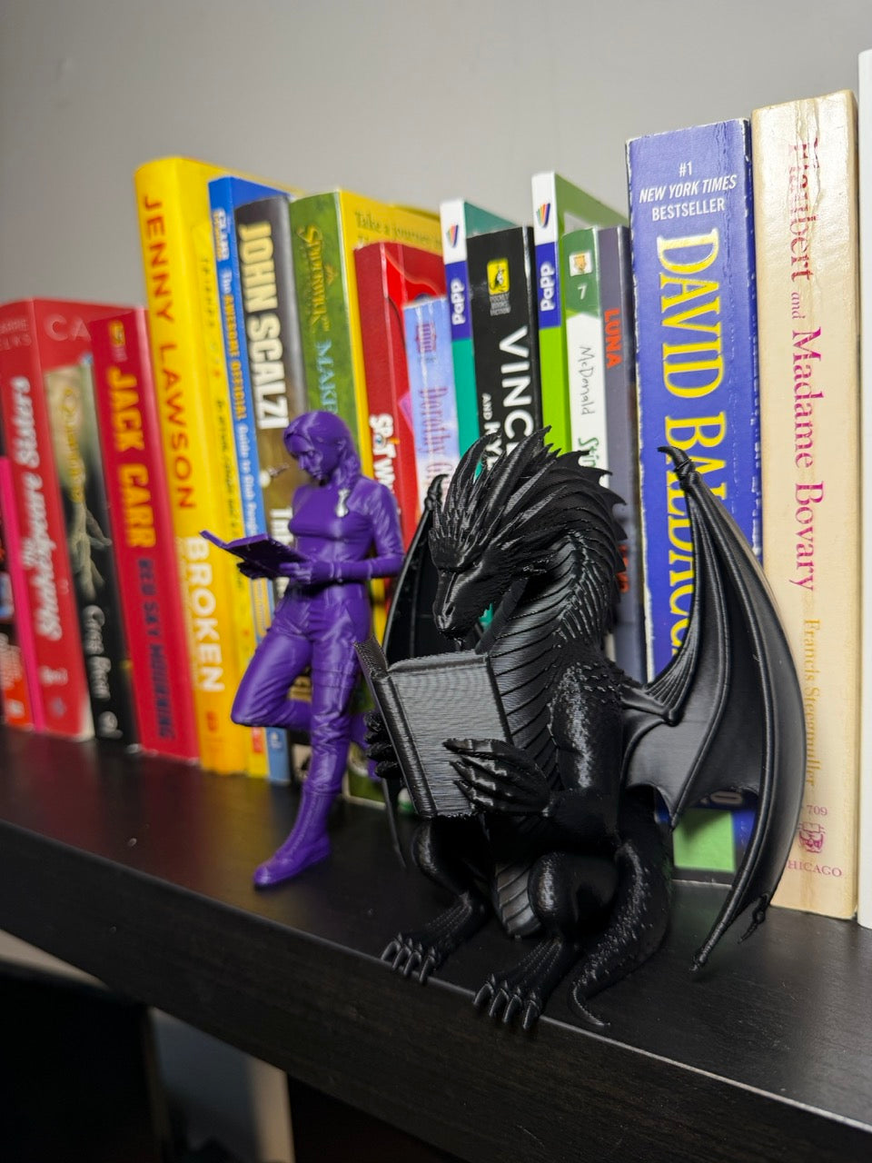 Fantasy Dragon Rider Inspired Reading Bookend -For Book Lovers