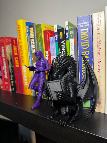 Fantasy Dragon Rider Inspired Reading Bookend -For Book Lovers