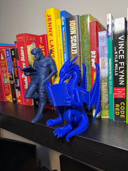 Fantasy Dragon Rider Inspired Reading Bookend -For Book Lovers