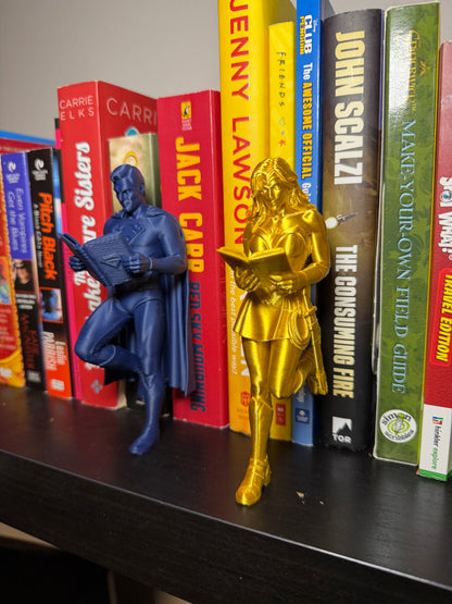 Super Steel Man, Bat Dark Knight Bookend – Vigilante Inspired Bookshelf Decor