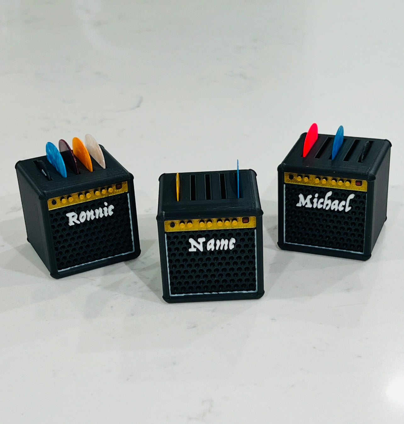 Custom Guitar Pick Holder – Personalized Amp Style Pick Organizer | Music Lover Gift & Desk Decor
