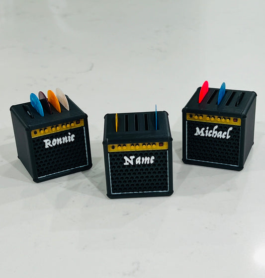 Custom Guitar Pick Holder – Personalized Amp Style Pick Organizer | Music Lover Gift & Desk Decor