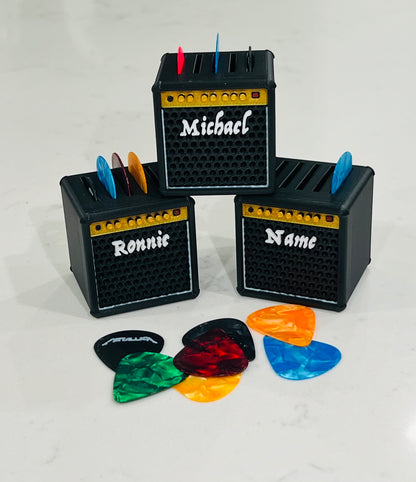 Custom Guitar Pick Holder – Personalized Amp Style Pick Organizer | Music Lover Gift & Desk Decor