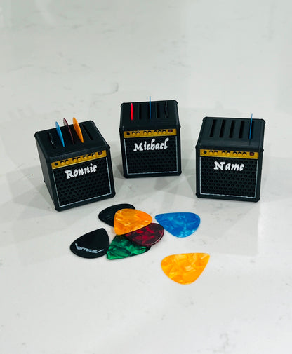 Custom Guitar Pick Holder – Personalized Amp Style Pick Organizer | Music Lover Gift & Desk Decor