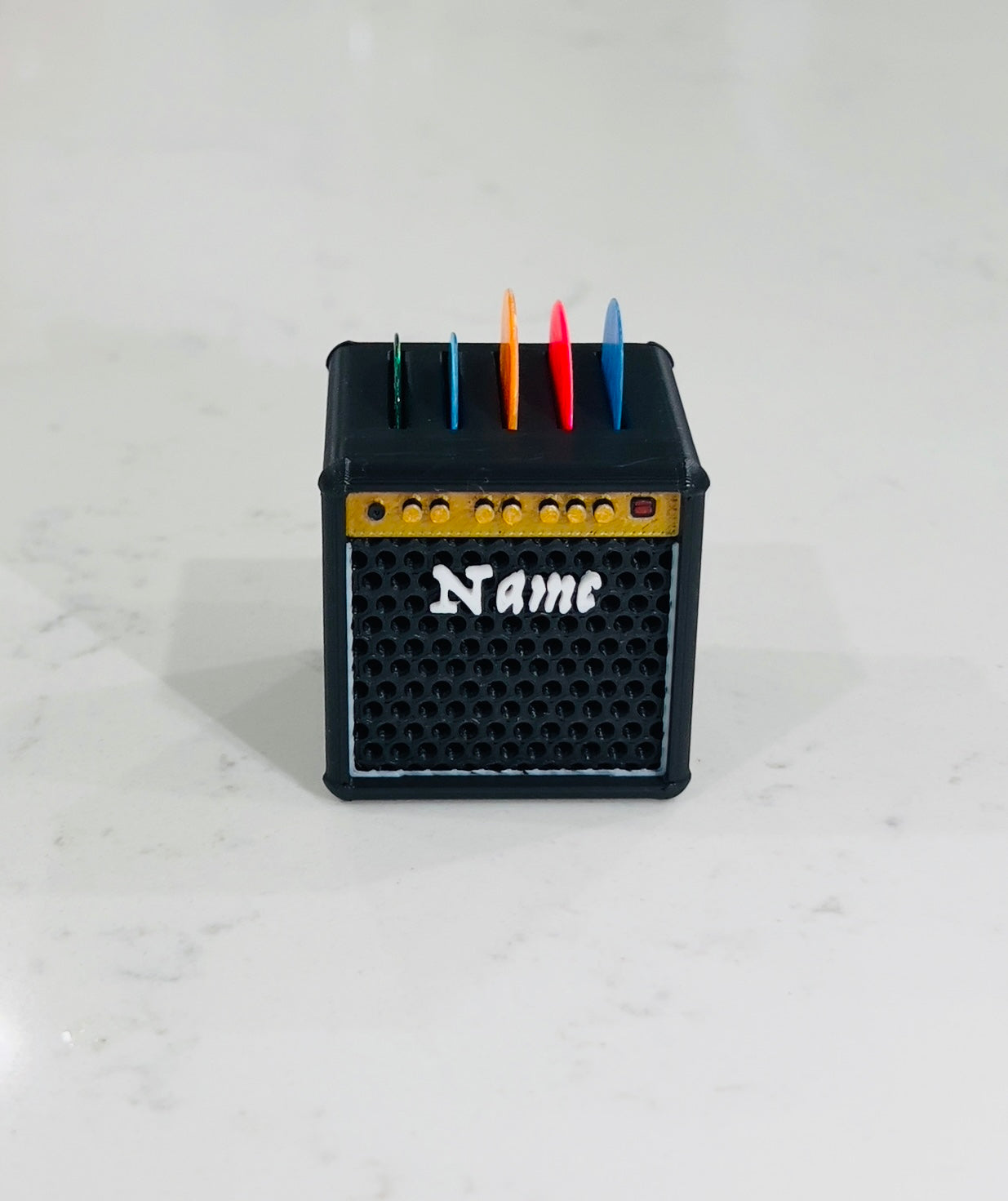 Custom Guitar Pick Holder – Personalized Amp Style Pick Organizer | Music Lover Gift & Desk Decor