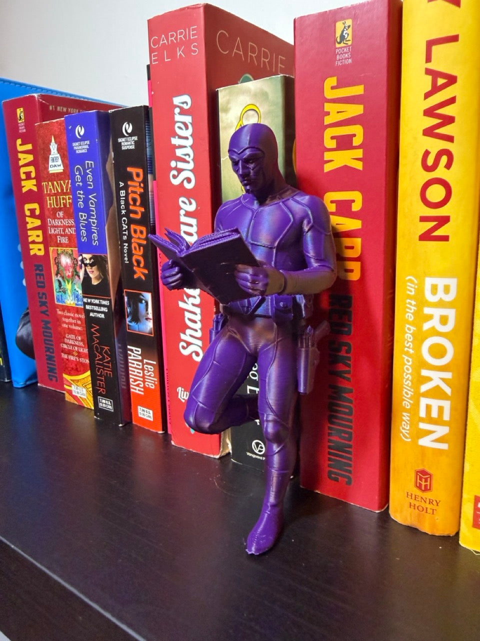 Super Steel Man, Bat Dark Knight Bookend – Vigilante Inspired Bookshelf Decor