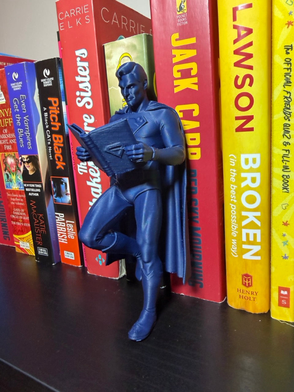 Super Steel Man, Bat Dark Knight Bookend – Vigilante Inspired Bookshelf Decor