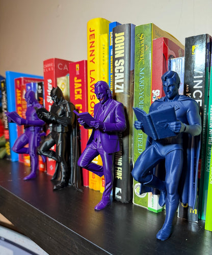 Super Steel Man, Bat Dark Knight Bookend – Vigilante Inspired Bookshelf Decor