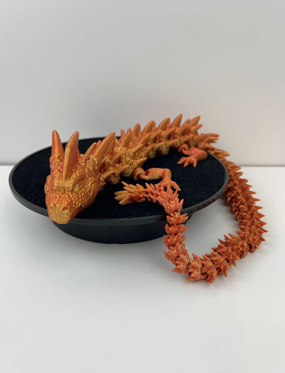 Custom 3D Printed Articulated Dragon Toy -  Orange Fantasy Creature Collectible - Fidget Toy