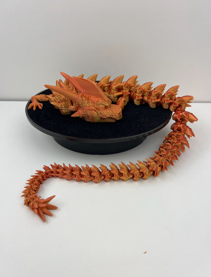 Custom 3D Printed Articulated Dragon Toy -  Orange Fantasy Creature Collectible - Fidget Toy