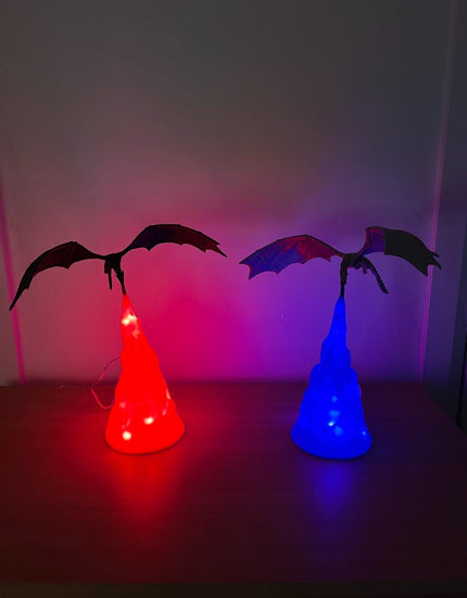 Dragon Fire Table Lamp – 3D Printed Fantasy Decor - Color-Changing