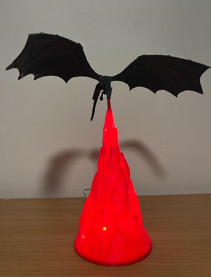 Dragon Fire Table Lamp – 3D Printed Fantasy Decor - Color-Changing