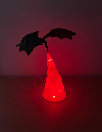 Dragon Fire Table Lamp – 3D Printed Fantasy Decor - Color-Changing