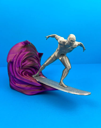 Silver Surfer Figure with Cosmic Wave Base – Unique Collectible - 3D-Printed