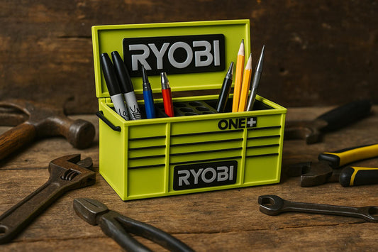 Ryo-bi Style Pen Holder Toolbox – 3D Printed Organizer | Toolbox Shaped Desktop Organizer | Perfect Gift for Workshop, Office, and Home