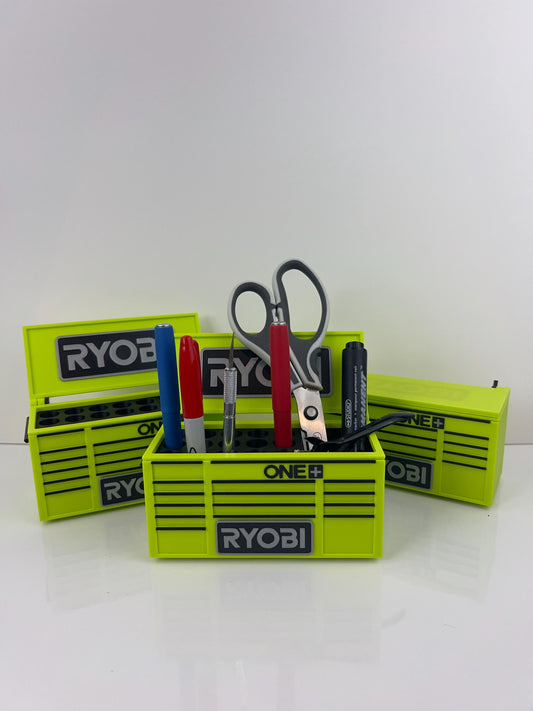 Ryo-bi Style Pen Holder Toolbox – 3D Printed Organizer | Toolbox Shaped Desktop Organizer | Perfect Gift for Workshop, Office, and Home