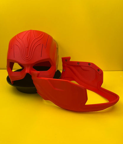 Speedster Hero Style Red Cosplay Helmet – Wearable Superhero Mask for Adults – Sci-Fi Costume Prop