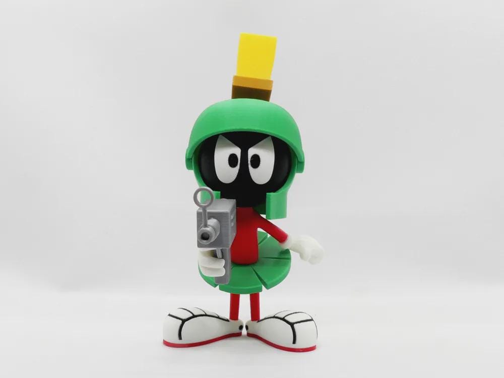 Mar-vin the Mar-tian Cartoon Figure –  Green Helmet Space Collector Toy – 3D Printed Display Model
