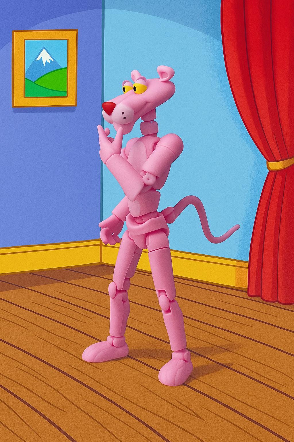 Pnk Pnther Action Figure – Fully Articulated Collectible Toy | Poseable Retro Cartoon Character