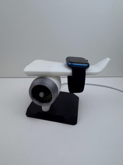 Apple Watch Stand Charger Dock | Airplane Jet Engine Wing Design | Aviation Gift for Pilots, Travelers & Apple Watch Users