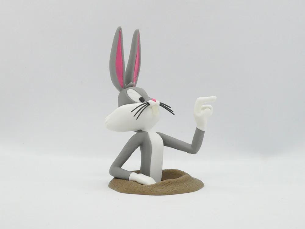 Cartoon Bu-gs Bunny & Hunter Figurine Set – 3D Printed Color Model - NO TARIFF