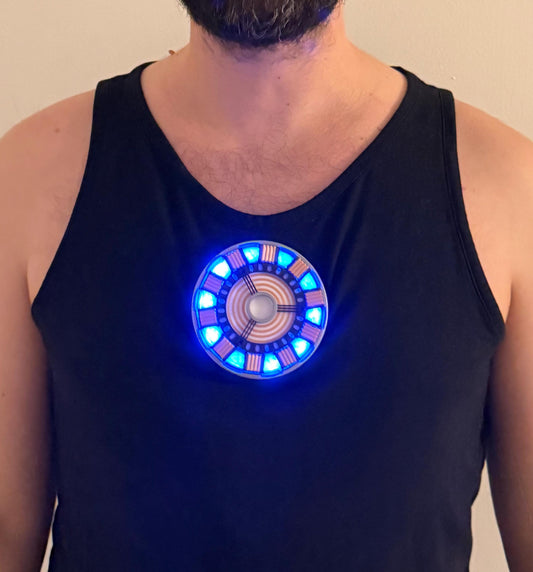 Iron Arc Reactor – Bright LED Chest Light, Magnetic 2-Piece Design, External Battery, Cosplay & Gift