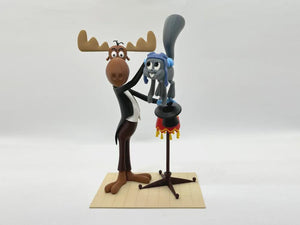 Vintage Cartoon Style Moose & Flying Squirrel Figurine – Whimsical Desk Decor