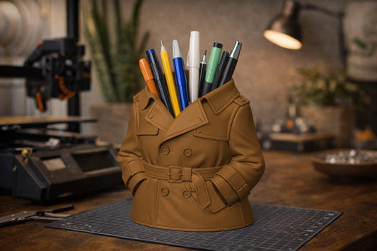 Trench Coat Pen Holder STL – Stylish Jacket Desk Organizer 3D Print File – Decorative Pencil Holder