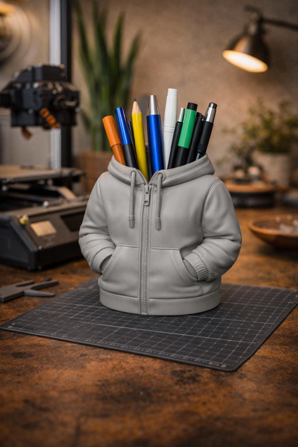 Hoodie Pen Holder STL – Realistic Jacket Desk Organizer 3D Print File – Stylish Pencil Holder Model