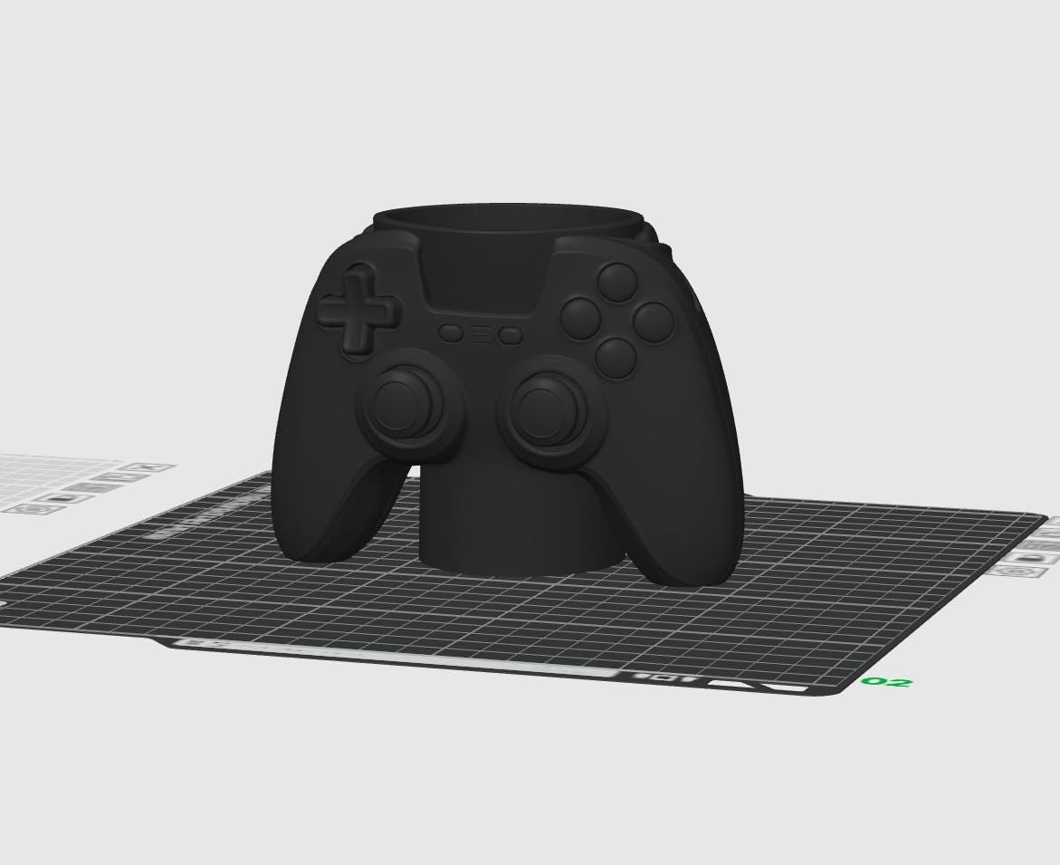 Controller Pen Holder STL – Gaming Desk Organizer 3D Print File – Gamepad Pencil Holder Model