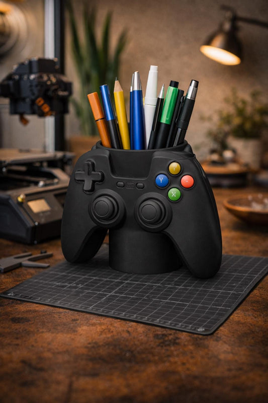 Controller Pen Holder STL – Gaming Desk Organizer 3D Print File – Gamepad Pencil Holder Model