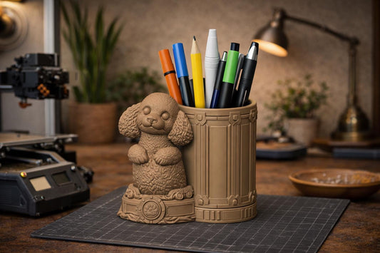 Poodle Pen Holder STL – 3D Print Dog Desk Organizer