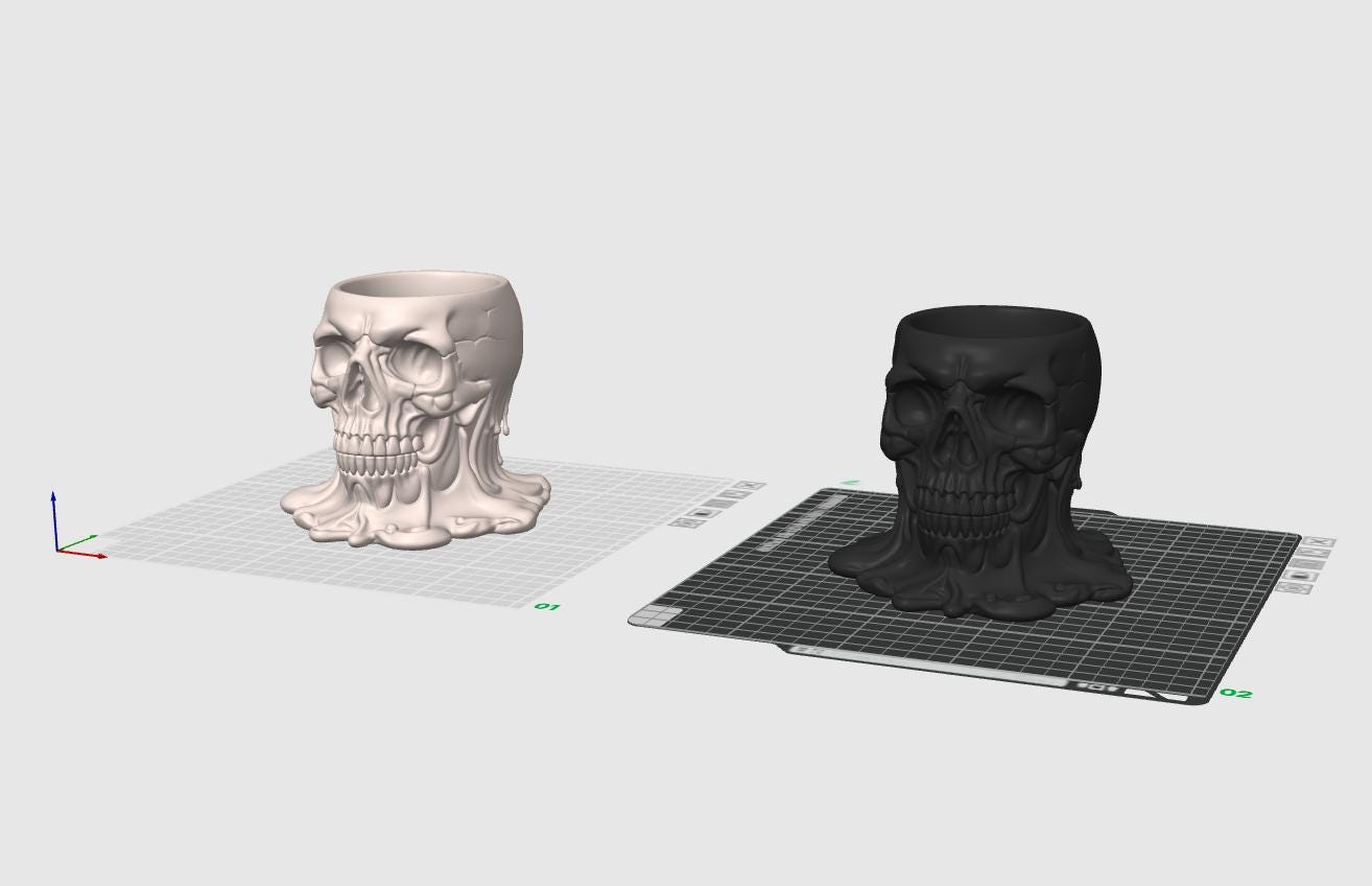 Skull Pen Holder STL – Melted Skull Desk Organizer 3D Print File – Gothic Skull Pencil Holder Model