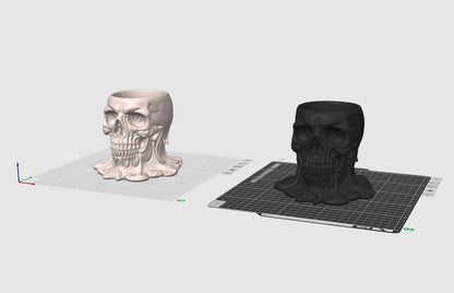 Skull Pen Holder STL – Melted Skull Desk Organizer 3D Print File – Gothic Skull Pencil Holder Model