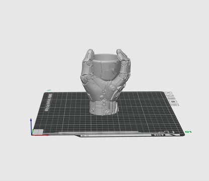 Roboterhand Stifthalter STL – Futuristischer mechanischer Schreibtisch-Organizer 3D-Druckdatei – Cyberpunk Bleistiftbecher Modell