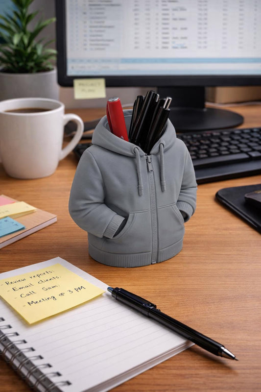 Hoodie Pen Holder – Desk Organizer, Funny Office Decor, Sweatshirt Pencil Holder, Gift for Coworker