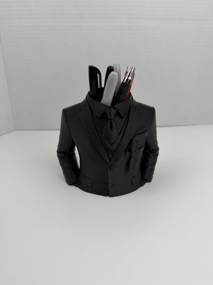 Suit Pen Holder – Elegant Desk Organizer, Funny Office Decor, Business Style Pencil Holder, Gift for Coworker, Boss Gift